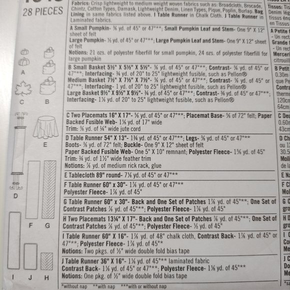 Simplicity 1343 Tableware Tablecloth Table Runner Placemat Patterns Uncut - Picture 3 of 3